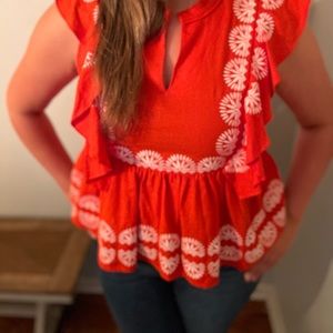 Marie Oliver Becca Top in Red Fiesta sz Medium